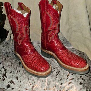 Lucchese Red EXOTIC ALLIGATOR Cowboy Boots